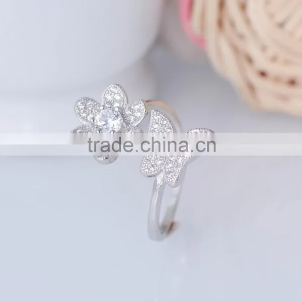 Wholesale 925 Stering Silver Jewelry Sunflower Butterfly Zircon Design Pave Setting Ring photo-4