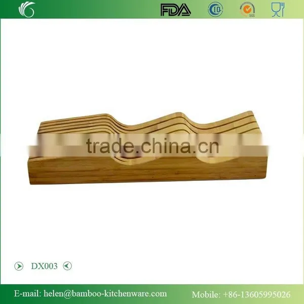 DX003 Kitchen In Drawer Large Bamboo Kitchen Knife Storage Block, Knife Organizer and Holder photo-3