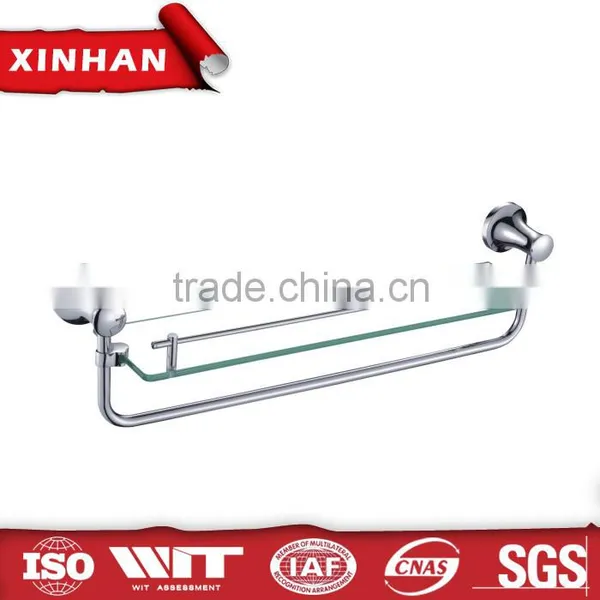 Single Tier Wall Mount Floating Glass Bathroom Corner Shelf