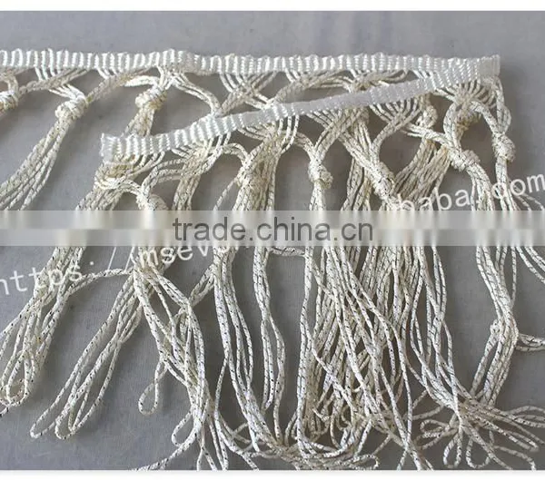 Fashion Design Off-white 15.5cm Width Knot Polyester Fringe Trim Wholesale photo-2