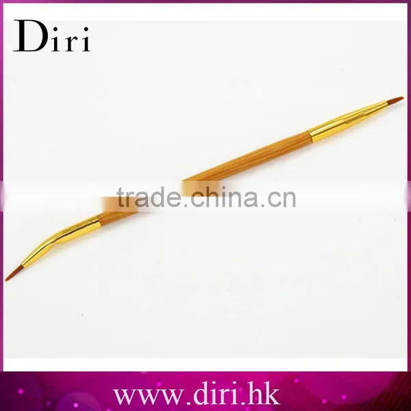 High Quality Natural Bamboo Handle Bent Double Eyeliner Brush + Lip Brush photo-2