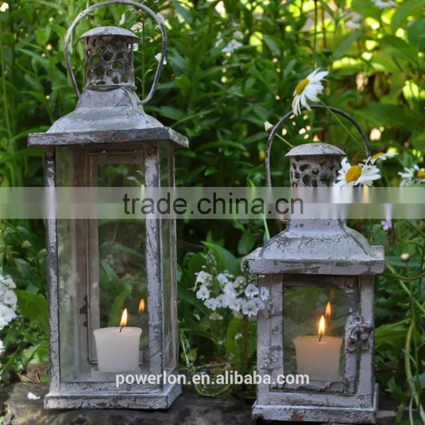 Distressed Metal Lantern Decorate Lantern Candle Lantern photo-2
