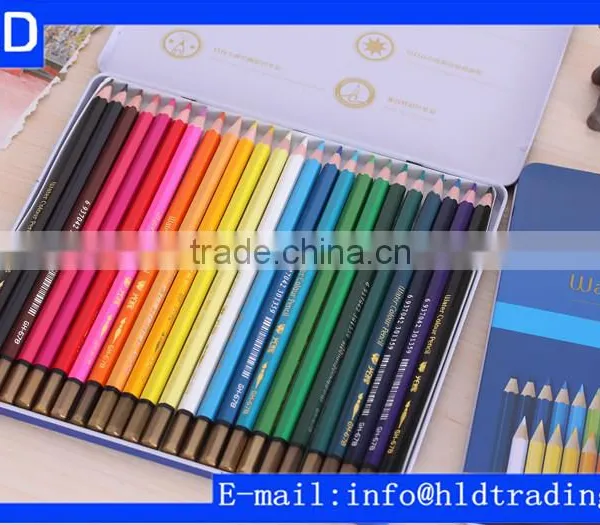 Factory Wholesale High Quality 24pcs Metal Box Drawing Watercolor Pencil Set