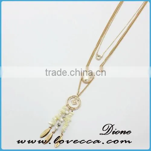 Girls Fashion New Long Natrual Crystal Gemstone Necklace photo-3