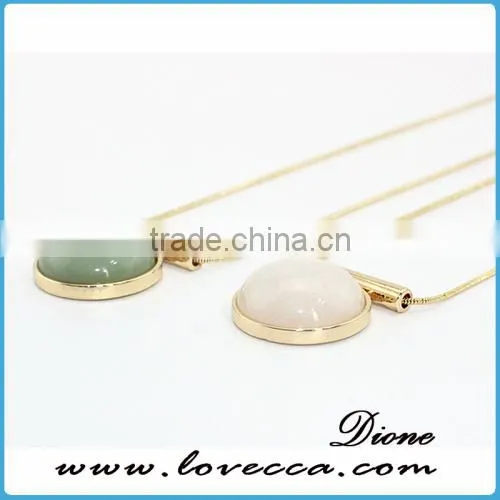 Synthetic Turquoise Gemstone Necklace Jewelry With Gold Plated Chain photo-4