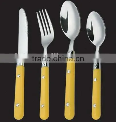 Stainless Steel Colored Plastic Handle Cutlery Set, Tableware Set photo-4