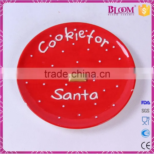 Custom Ceramic Red Decorative Christmas Dinner Plate photo-3