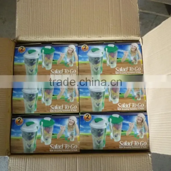 Promotion Product Plastic Saladcontainer on the go /plastic Salad Cup With Fork&sauce Box photo-5