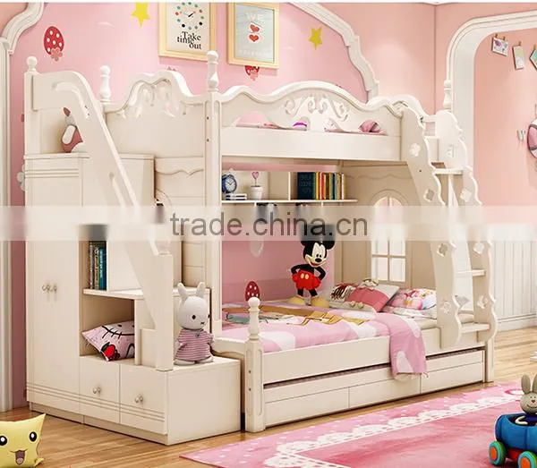 Wooden Kids Bunk Bed With Wardrobe Stairs Bedroom Furniture Bunk for Children Furniture photo-2