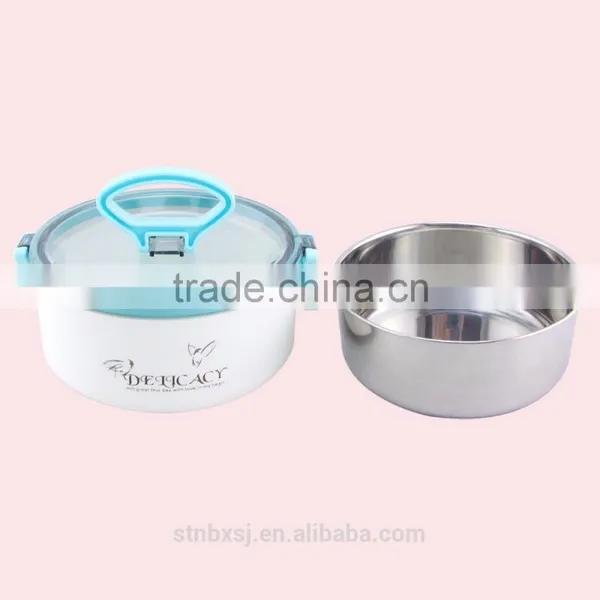 0.9LBig Size Stainless Steel Inner Heated Bento Round Shape Lunch Box photo-3