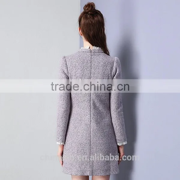 European Women Clothing Big Size Woman Winter Grid Dress photo-3