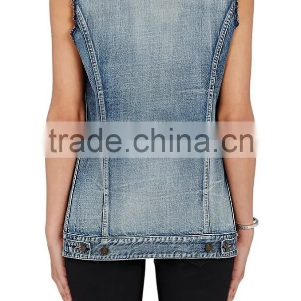 New Arrival Autumn Fashion Design Girls Denim Vest Wholesale photo-3