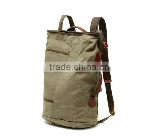 Unisex Vintage Casual Cotton Canvas Leather Backpack Rucksack Hand Bag Bookbag ,Lagtop Bag,Travel Bag,Day Bag, Computer Bag For