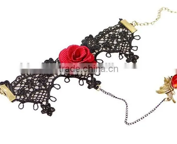 Beautiful Rose Charm Jewelry Sets Lace Flower Bracelet Wrap With Diamond Ring photo-4