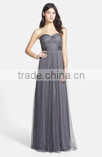 MGOO High Quality 2016 Convertible Tulle Column Plain Maxi Prom Women Long Dress Islamic Vestidos photo-2