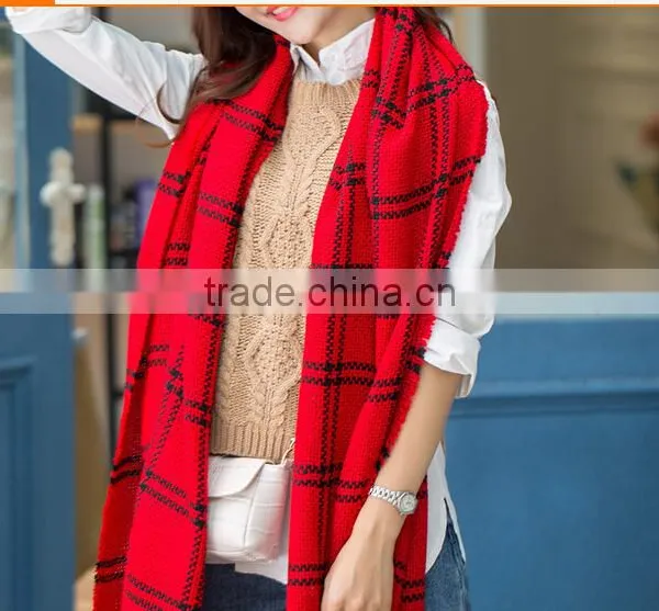 Top Sales Black and Red Plaid Scarf Plaid Pashmina Shawl Scarf photo-3
