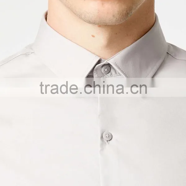 Slim Fit Light Grey Long Sleeve Stretch Smart Shirt photo-2
