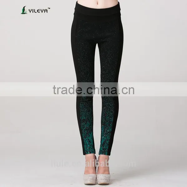 Black Body Fitted Jeans High Waisted Pants Women With Shinny Decoration photo-3