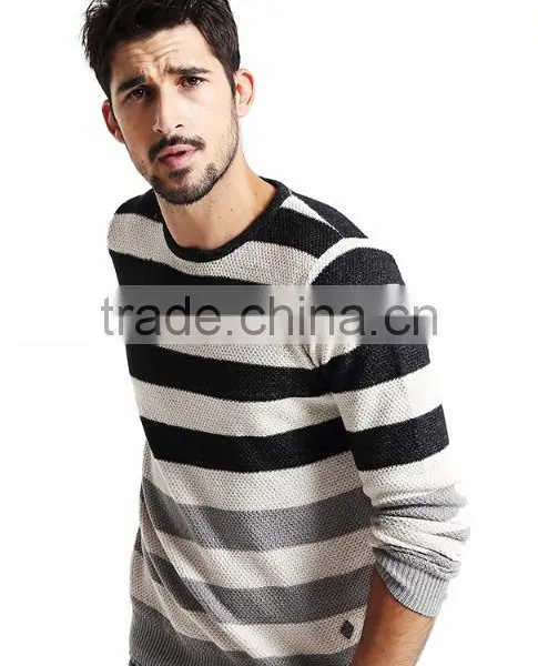 2017 Supple Simple Design Round Collar Stripe Sweater Men Pullover With Low Prices photo-4