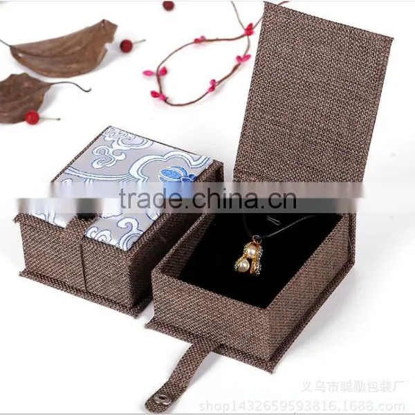 High Quality Natural Linen Fabric Paper Gift Storage Box Jewelry Bracelet Bangle Necklace Earrings Set Case Box photo-4