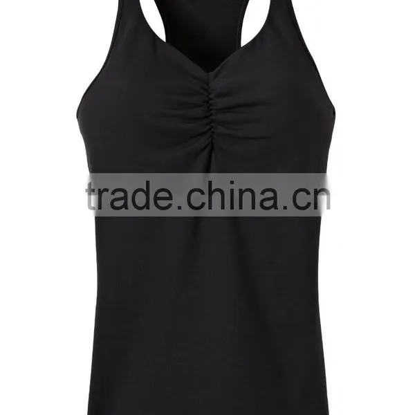 Fitness Apparels Black Plain Tight Fashion Running Shirts Ladies Gym Vest photo-3