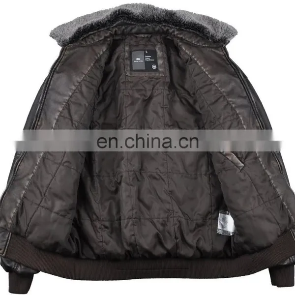 2015 Lastest Fashion Leather Top Grade Fur Collar Coat Men photo-2