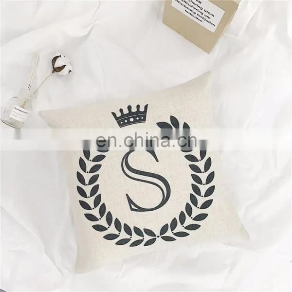 The Letter Cotton Linen Plain Custom Printing Cushion Covers photo-4