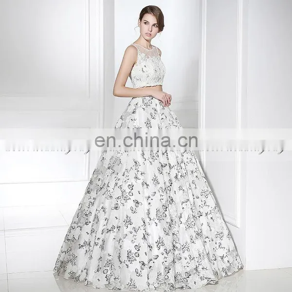 Custom Made Two Piece Prom Dress Floral Prom Dresses LX364 photo-3