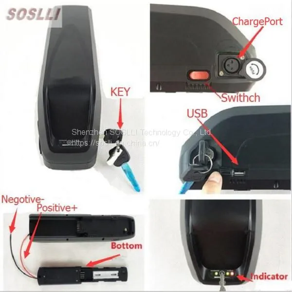 SOSLLI 36V 10Ah Rechargeable Lithium Ion Battery Pack for Electric Bicycle photo-2