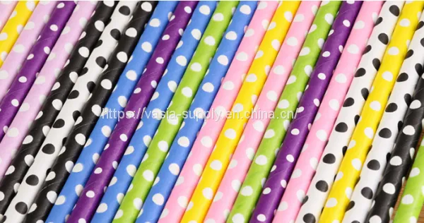 Polka Dot Paper Straws - Party Straws | Colorful Drinking Straws | Eco Friendly Biodegradable Straws photo-3
