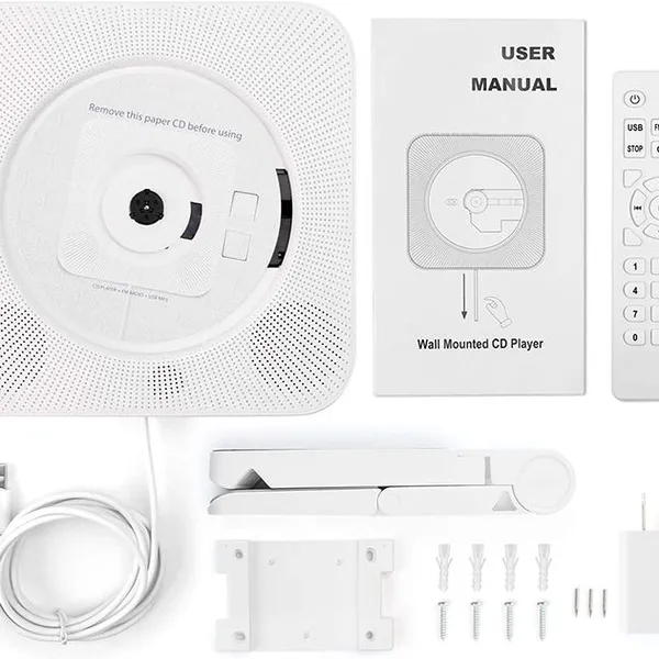Wall Mounted CD Player Surround Sound FM Radio Bluetooth USB MP3 Disk Portable Music Player Remote Control Stereo Speaker Home photo-2