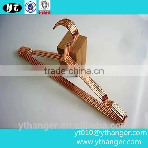 YY0437 High Quality Red Copper Metal Shirt Hanger no Rusty Metal Wire Clothes Hangers photo-3