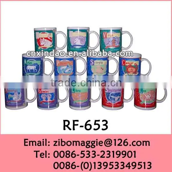 Can Shape Wholesale Ceramic Spotrs Bottle With Zodiac Design for Promotion Beer Mug Coffee Mug