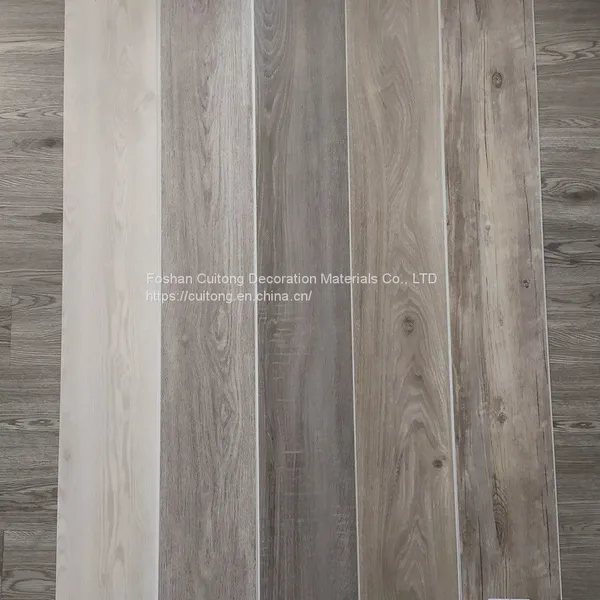 SPC Wood Grain Floor Glue 4mm Block Stone Plastic Floor Grey Plastic Floor Tile Office Showroom Shop Rubber Floor photo-3