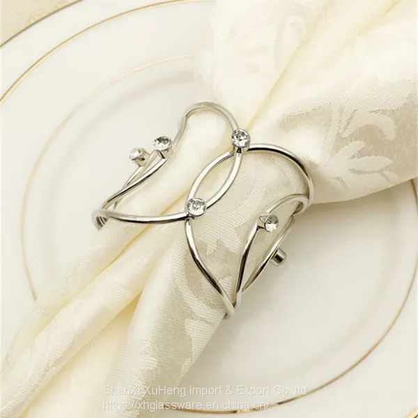 Delicate Aluminum Alloy Napkin Rings in Gold Silver For Fashion Towel Buckle Holder Table Decorations photo-3