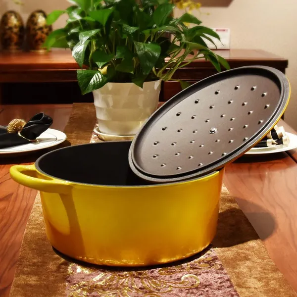 High-end Online Metal Cast Iron Kitchen Products Cast Iron Casserole Sets Cast Iron Cookware Enamel Coating Steamer Casserole photo-4