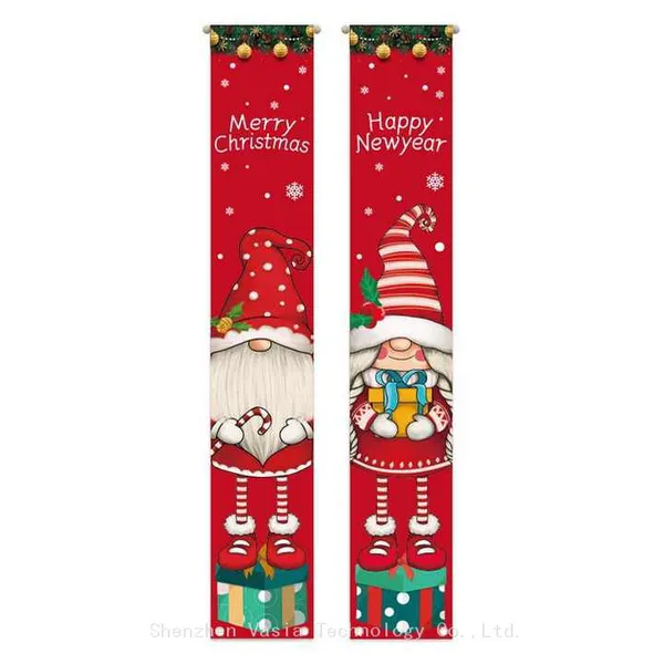 Wholesale Merry Christmas Porch Banners Buffalo Plaid Indoor Outdoor Hanging Signs for Home Party Decor Bulk photo-5