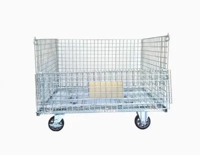 Galvanized Heavy Duty Collapsible Wire Mesh Cage Warehouse Storage Container photo-4
