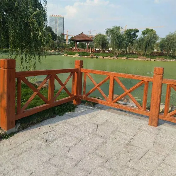 Imitation Wood Landscape Railing for Rivers, Ponds, Gardens and Scenic Areas, Cement Fence, Concrete Guardrail for Rivers and Reservoirs photo-5
