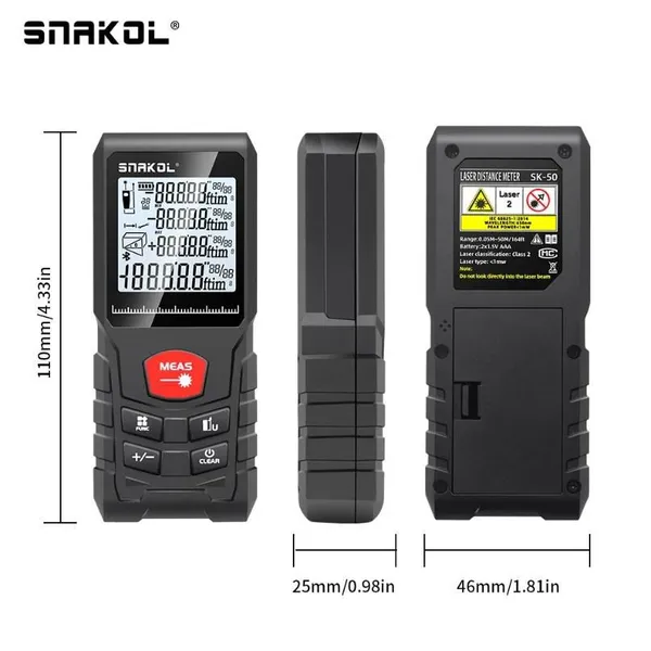 Snakol Laser Tape Measure 50M/70M/100M/120M Laser Distance Meter With IP54 Dustproof photo-5