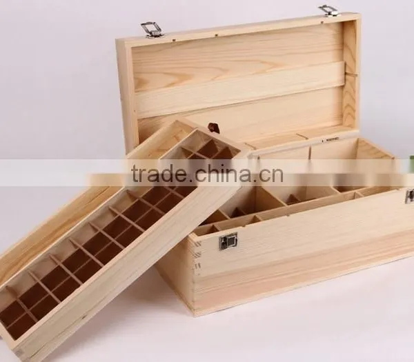 High Quality Factory Natural Unfinished Essential Oil Wood Box 18 Campartments of 5-100ml Bottle Size Quality Choice photo-3
