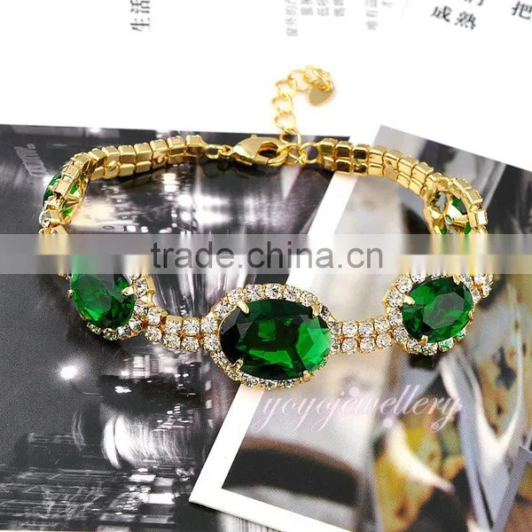Green Stone Cheap Ladies Hand Glass Bracelet Design With Diamonds photo-3