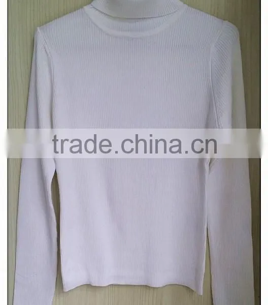 Vintage White Long Sleeve Women's Turtleneck Sweater Simple Sweater Pullover