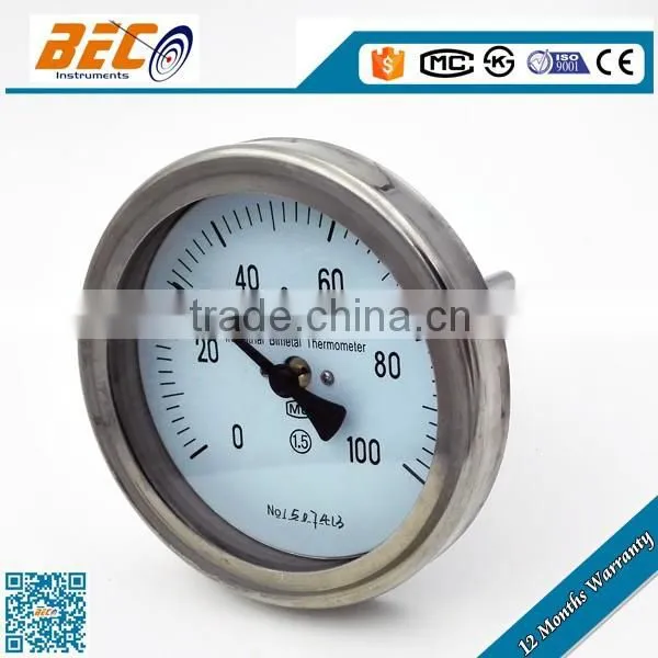 WSS Series 100mm Industrial Bimetal Dial Thermometers