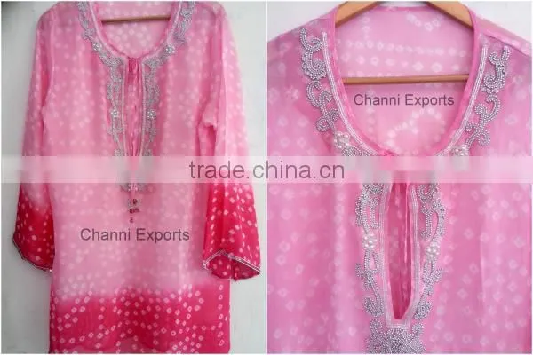 Georgette Fabric in a Traditional Bandhini Style Tye Dye Shirt Sold