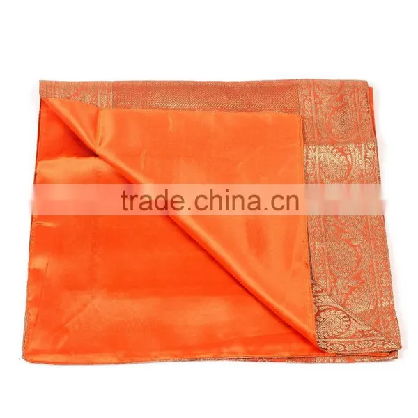 Silk Rectangle Runner With Stripe Design Orange Colour 17*72 Inches photo-2