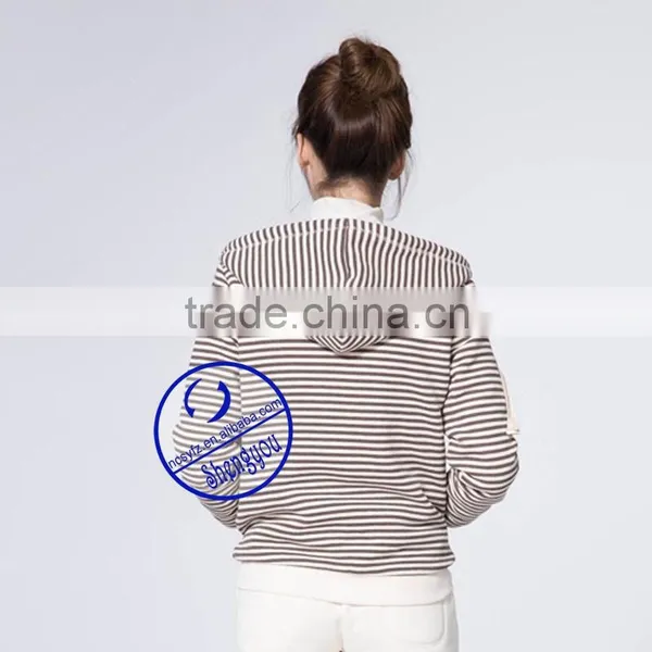 Custom Women's Yarn Dyed Zipper-up Hoodies Sweatshirts Manufactures in China photo-6