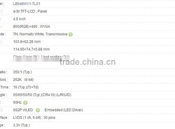 4.8 Inch LB048WV1-TL01 A-Si TFT-LCD Panel For LG photo-2