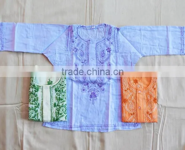 Indian Kids Traditional Cotton Kurta Top Tunic Embroidery Work Kurti