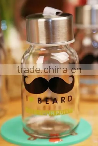 Pattern Colored Glass Drinking Bottles With ScrewMetal Lids photo-6